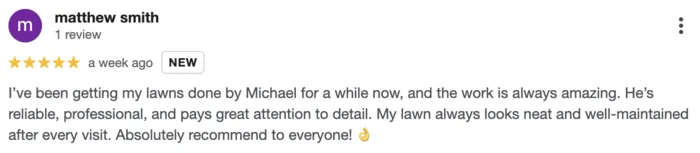 5-star Google review from Matthew Smith