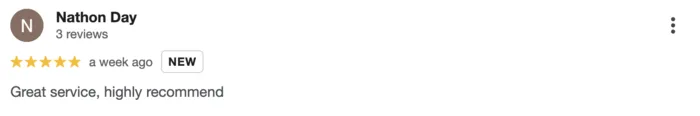 5-star Google review from Nathon Day